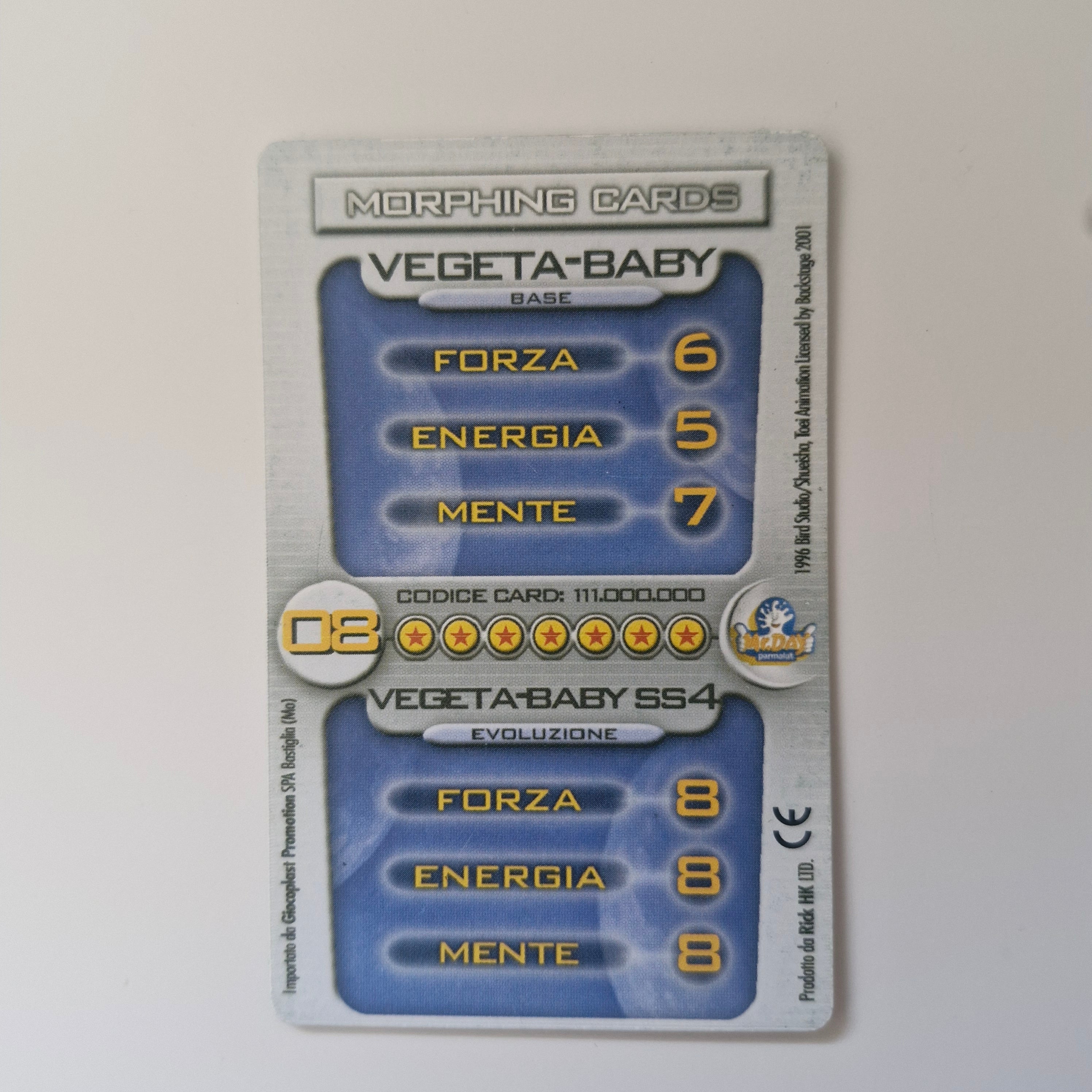 Dragon Ball Carte Morphing Card 08 Baby Végéta